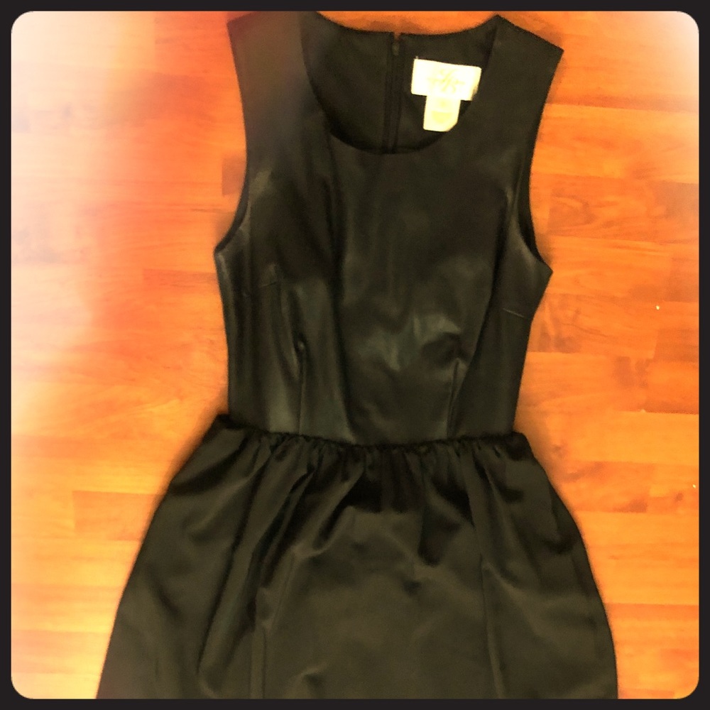 Black High low dress with leather-like bodice